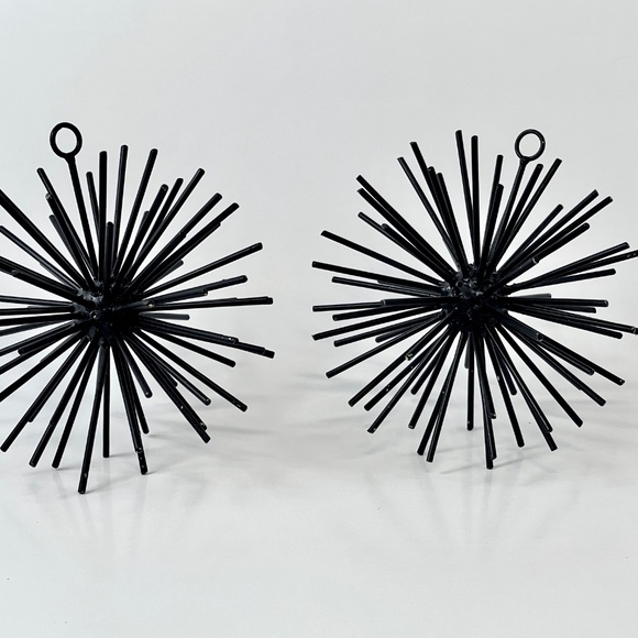 MCM 1960s Atomic Starburst Black Metal Decor/Art (set of 2) - Picture 2 of 7